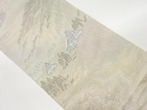 リサイクル 山に木々・民家風景模様織出し袋帯